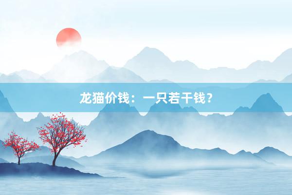 龙猫价钱：一只若干钱？